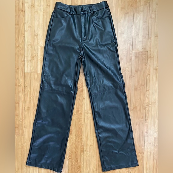 Black PU straight-leg pants - Picture 2 of 2